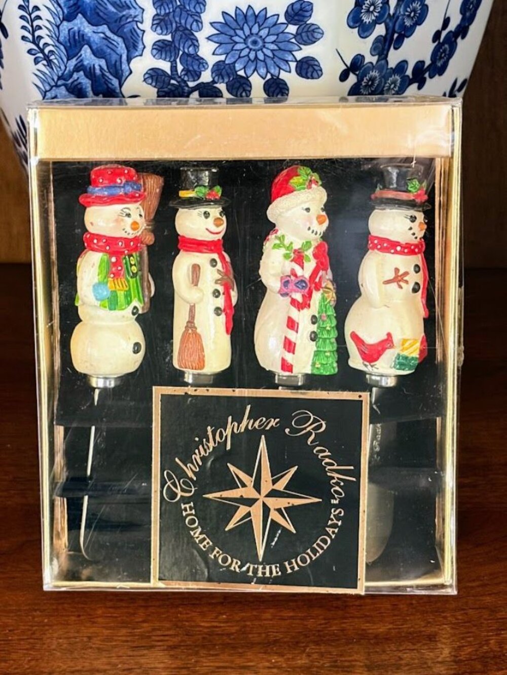 Christopher Radko Home For The Holidays Snowman Pate Knives Set of 4 Christmas - Picture 7 of 8
